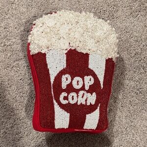 Red and White Popcorn Beaded Clutch